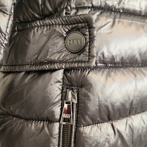 DKNY Women's Size Medium Black‎ Recycled Material Puffer Jacket NWT - Picture 6 of 7
